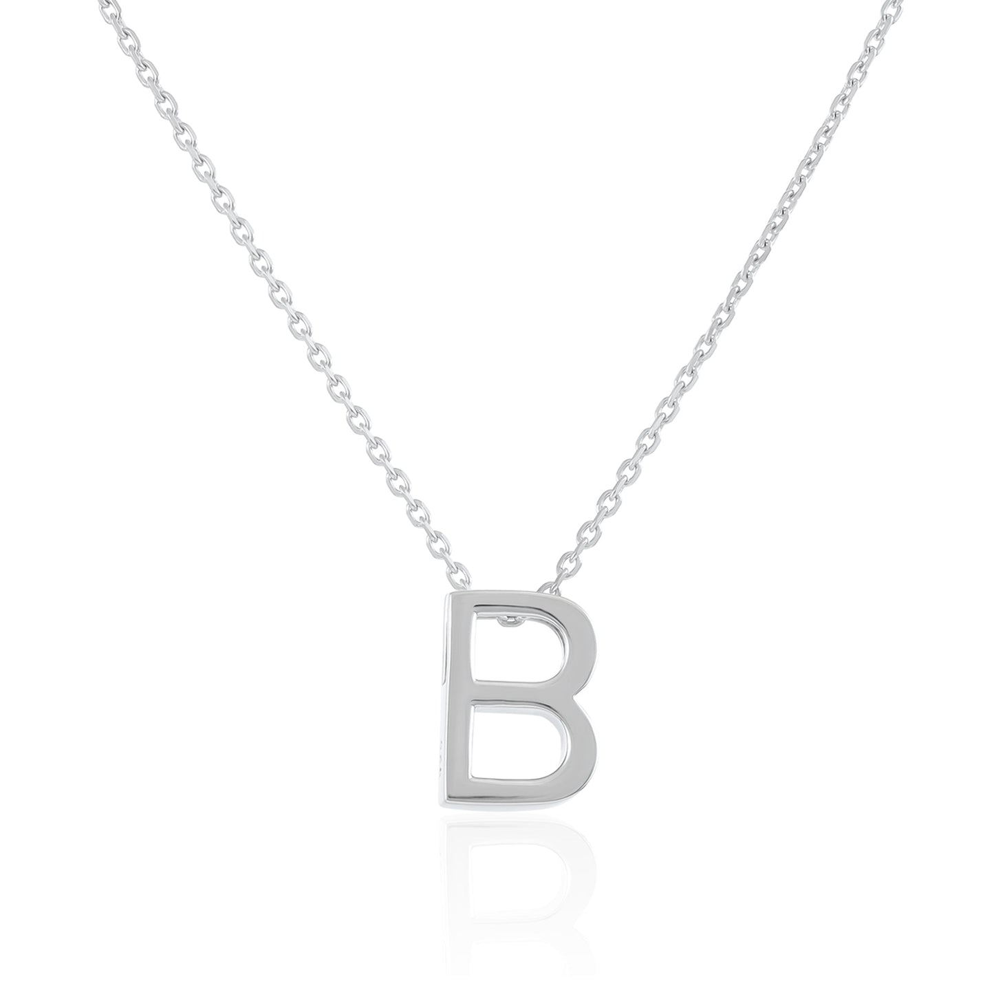 Silver rhodium plated Initial B Necklace PSJCNP - BR - FJewellery