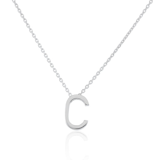 Silver rhodium plated Initial C necklace PSJCNP - CR - FJewellery