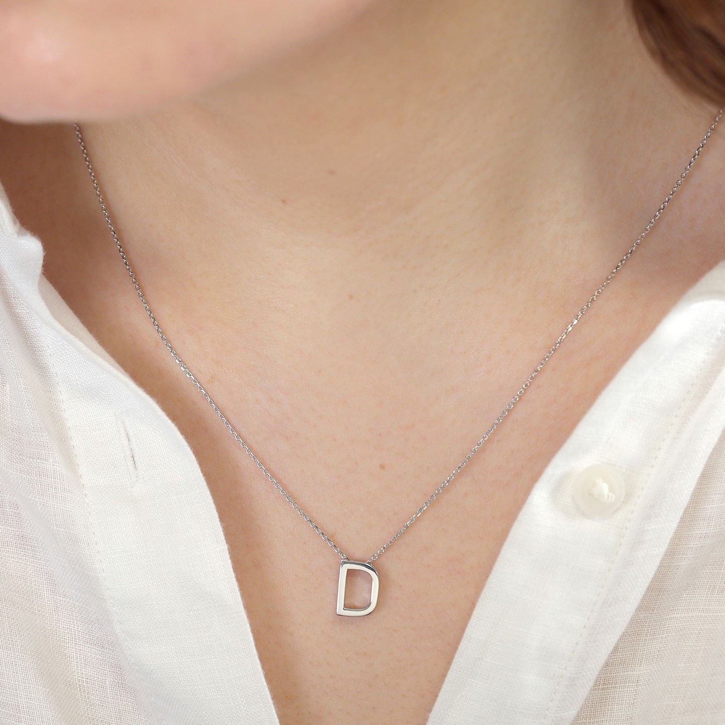 Silver rhodium plated Initial D Necklace PSJCNP - DR - FJewellery