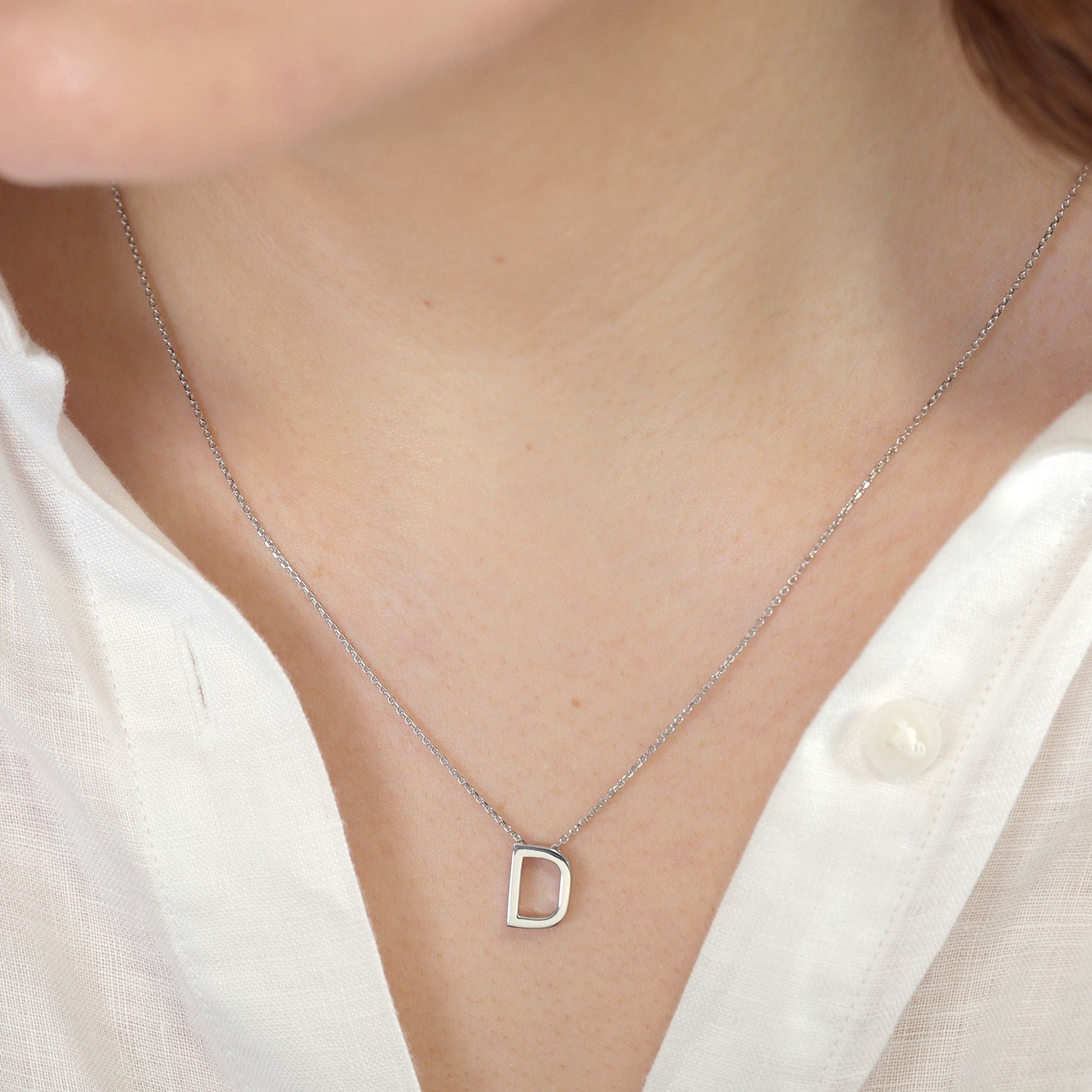 Silver rhodium plated Initial D Necklace PSJCNP - DR - FJewellery
