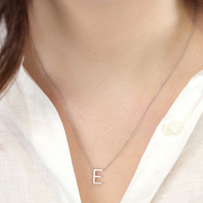 Silver rhodium plated Initial E Necklace PSJCNP - ER - FJewellery