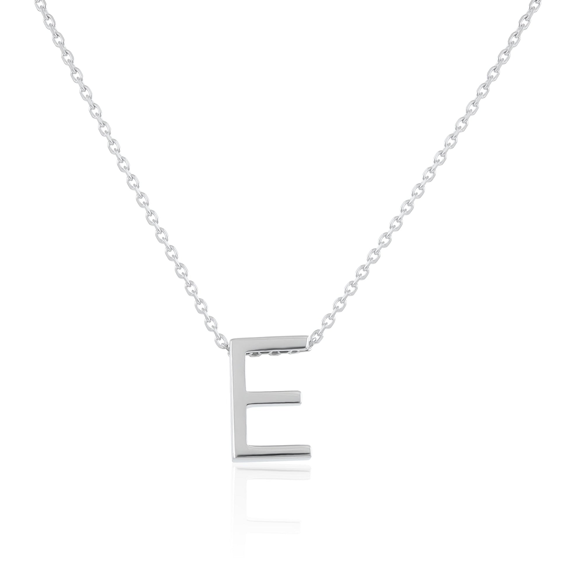 Silver rhodium plated Initial E Necklace PSJCNP - ER - FJewellery