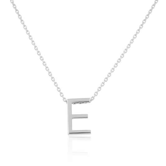 Silver rhodium plated Initial E Necklace PSJCNP - ER - FJewellery