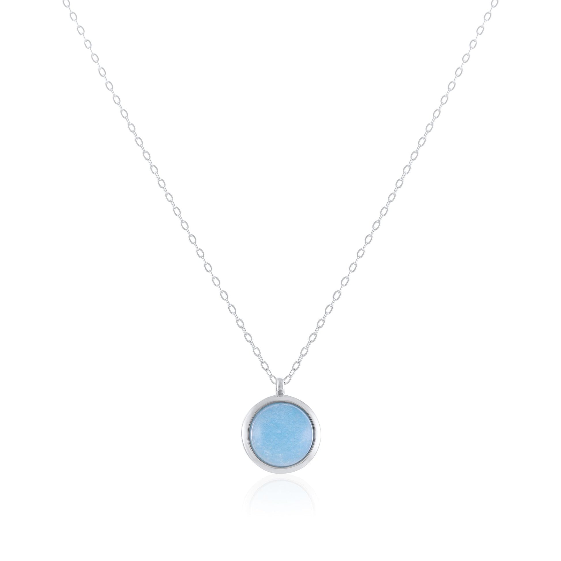 Silver rhodium plated jewellery set with blue quartz stone - FJewellery