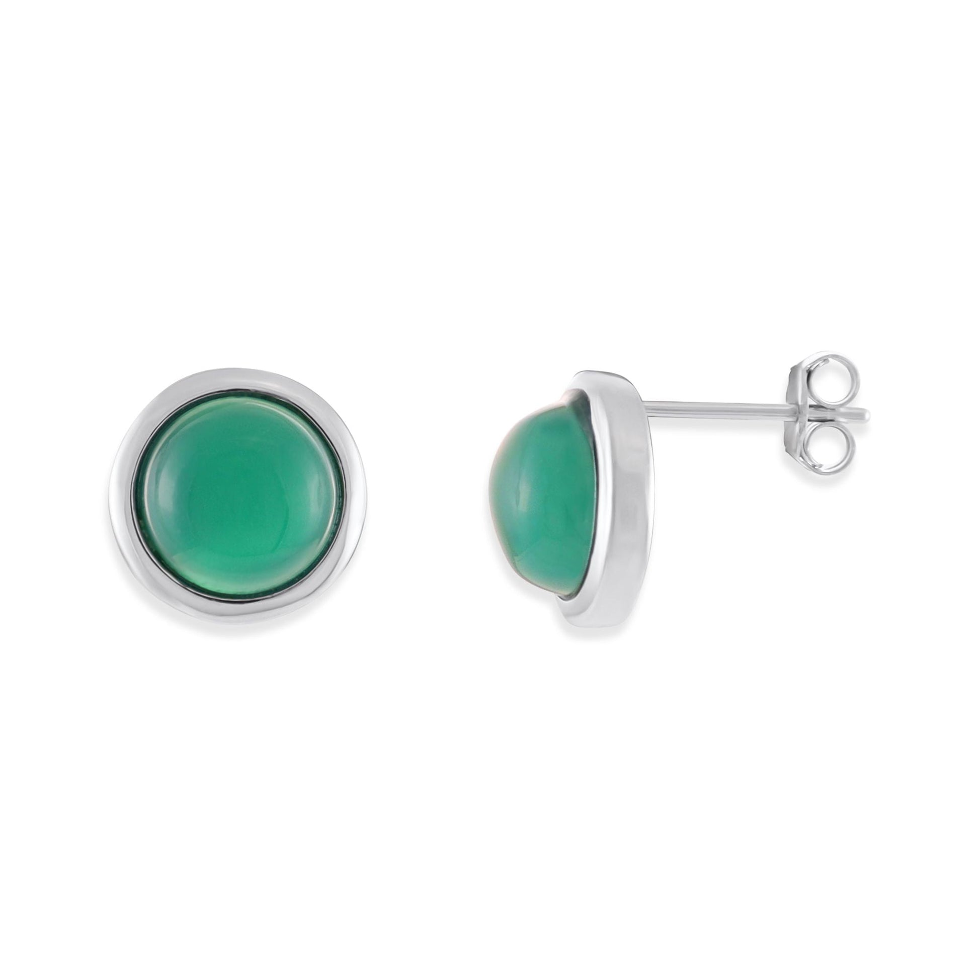 Silver Rhodium plated jewellery set with green agate stone - FJewellery