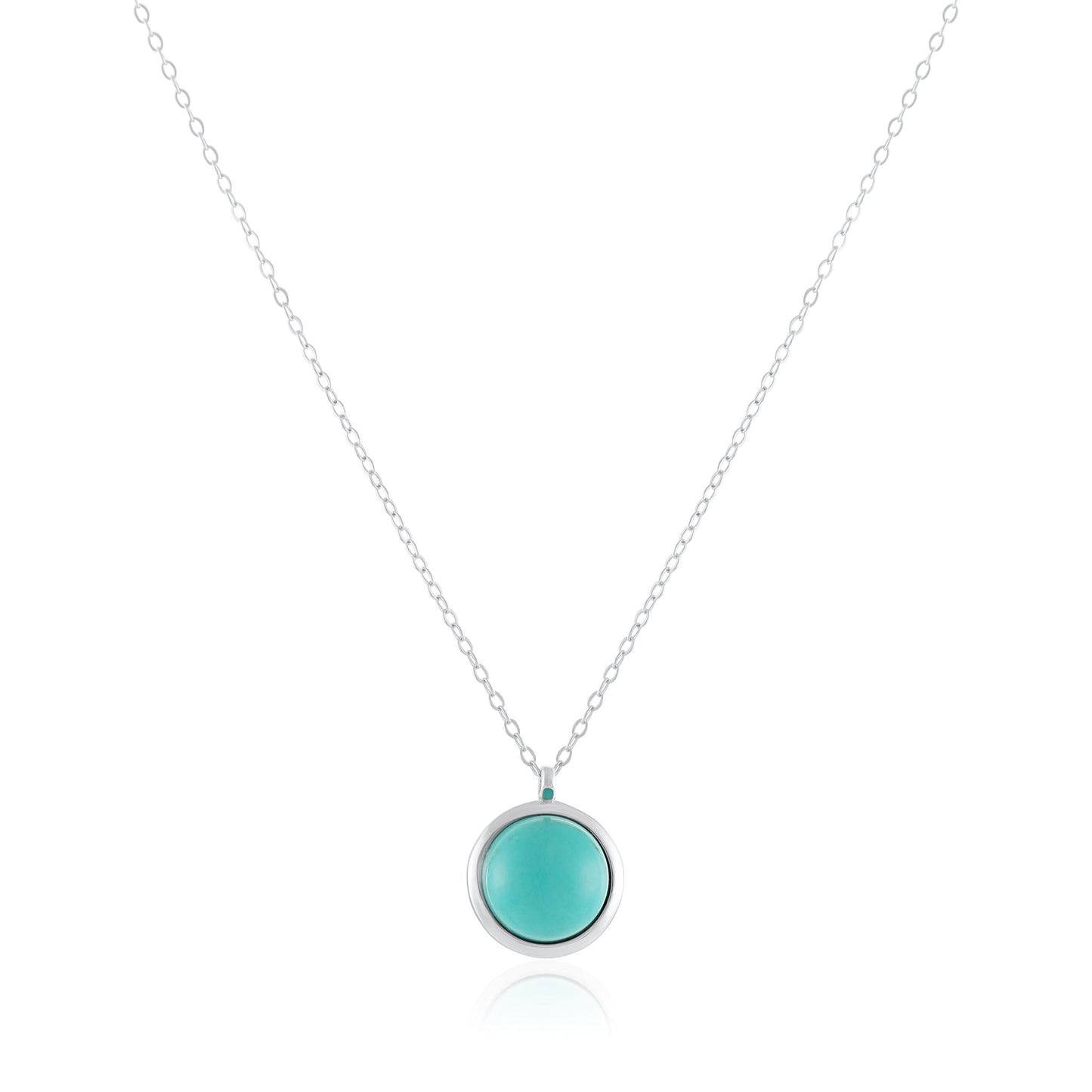 Silver rhodium plated jewellery set with rec turquoise stone - FJewellery