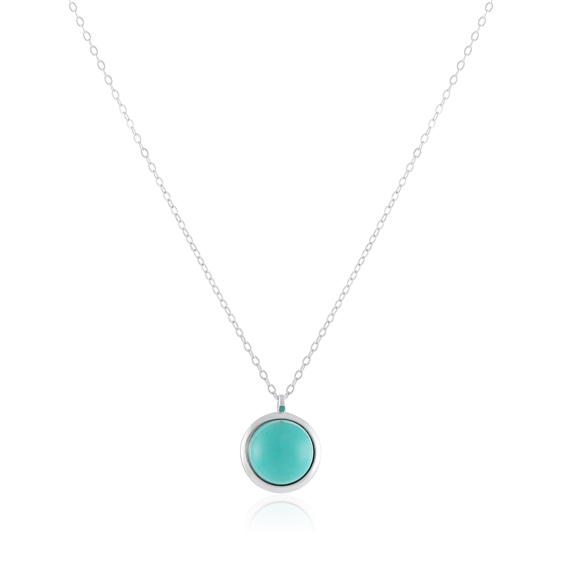 Silver rhodium plated jewellery set with rec turquoise stone - FJewellery