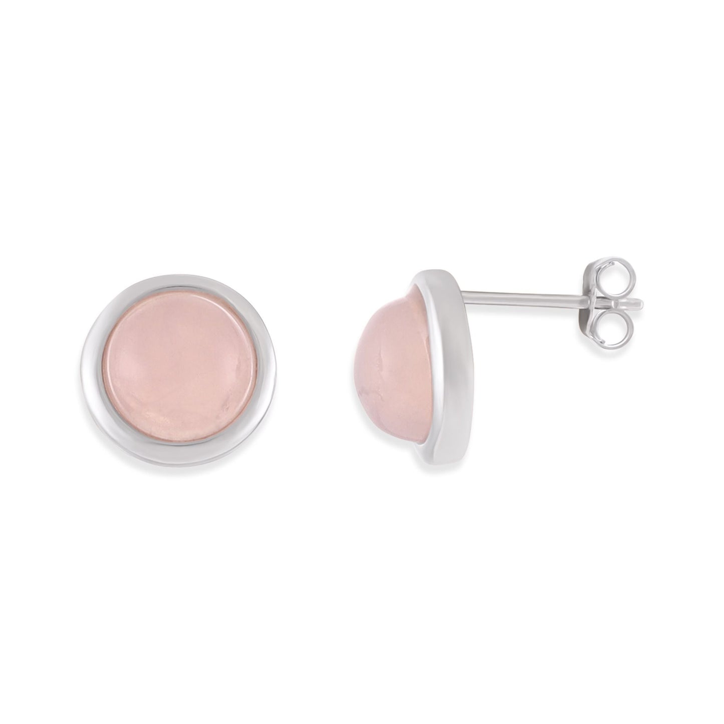 Silver rhodium plated jewellery set with rose quartz stone - FJewellery