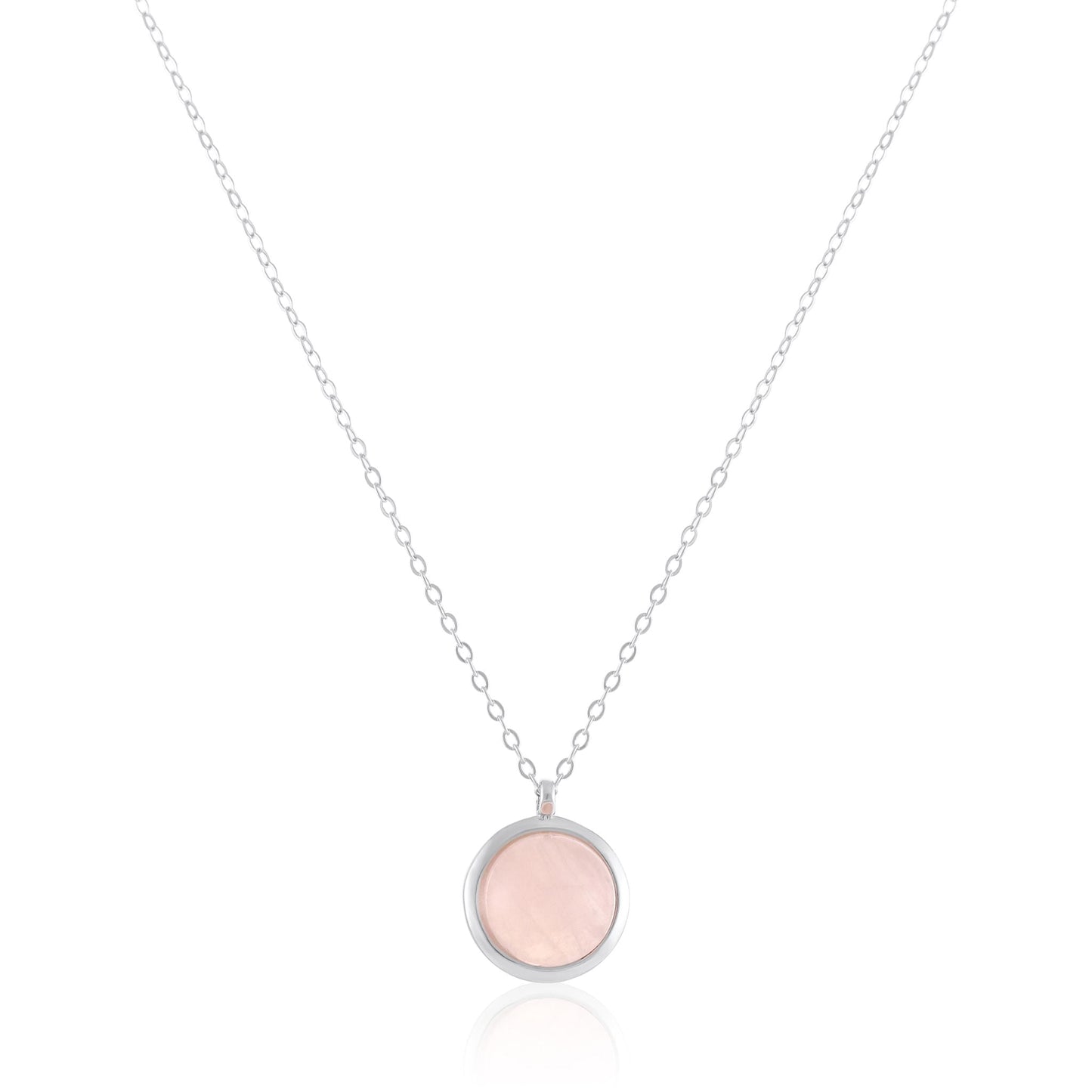 Silver rhodium plated jewellery set with rose quartz stone - FJewellery