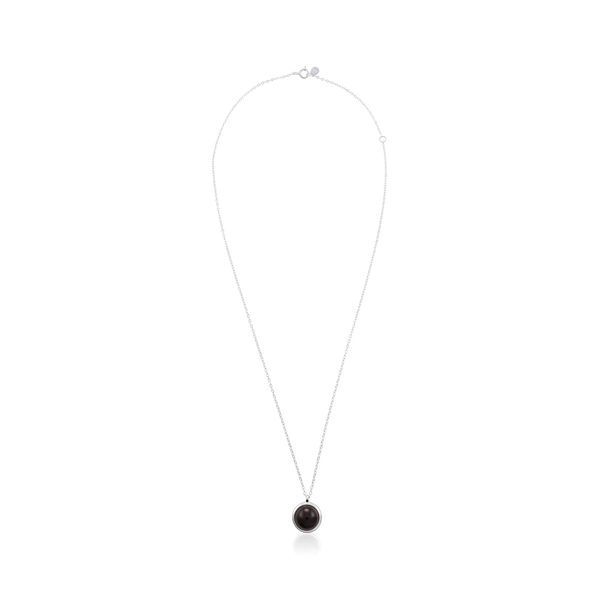 Silver rhodium plated necklace with black onyx stone SNK6001.BO - FJewellery