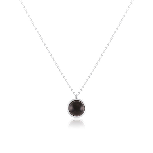 Silver rhodium plated necklace with black onyx stone SNK6001.BO - FJewellery