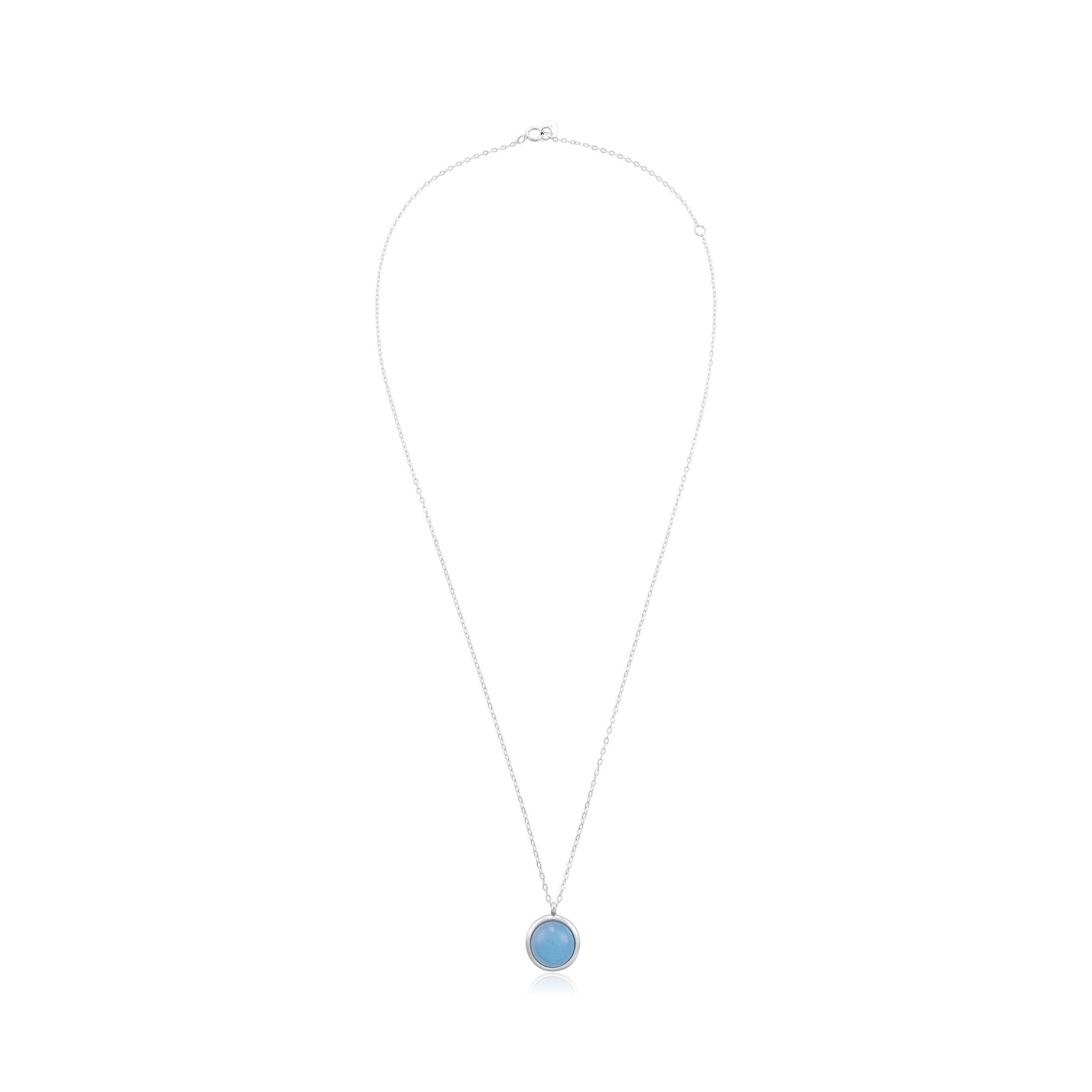 Silver rhodium plated necklace with blue quartz stone SNK6001.BQ - FJewellery