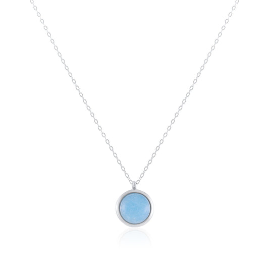 Silver rhodium plated necklace with blue quartz stone SNK6001.BQ - FJewellery