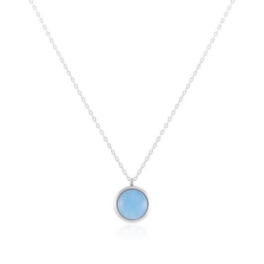 Silver rhodium plated necklace with blue quartz stone SNK6001.BQ - FJewellery