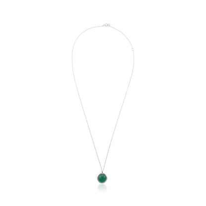 Silver rhodium plated necklace with green agate SNK6001.GA - FJewellery