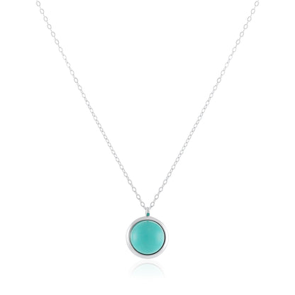Silver rhodium plated necklace with rec turquoise stone SNK6001.TQ - FJewellery