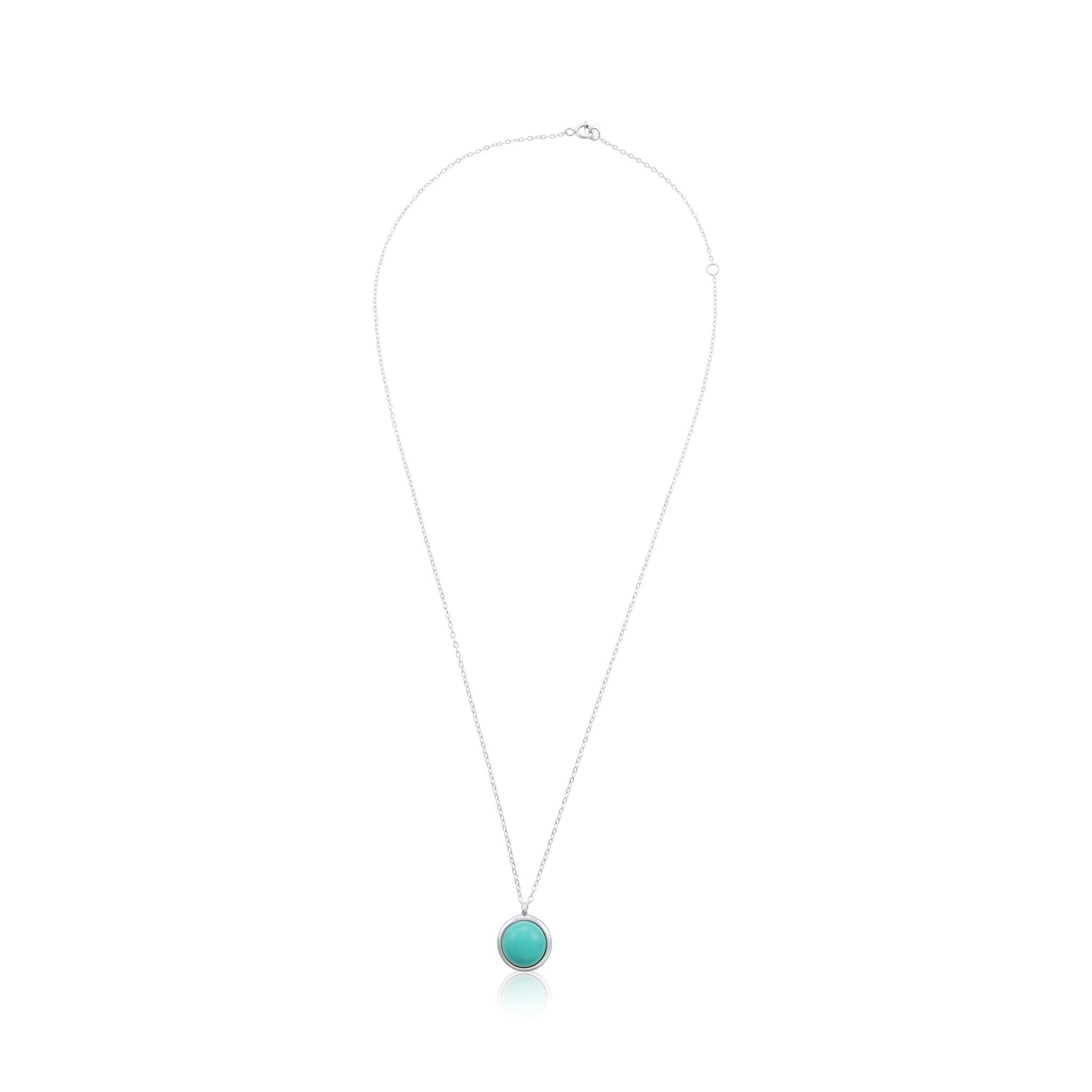 Silver rhodium plated necklace with rec turquoise stone SNK6001.TQ - FJewellery