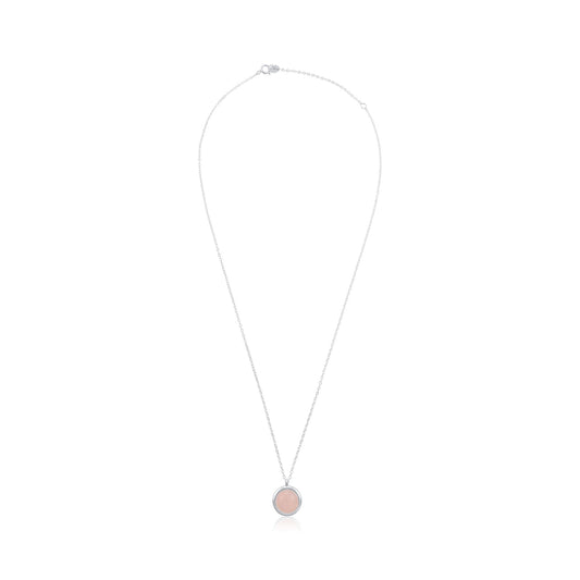 Silver rhodium plated necklace with rose quartz stone SNK6001.RQ - FJewellery