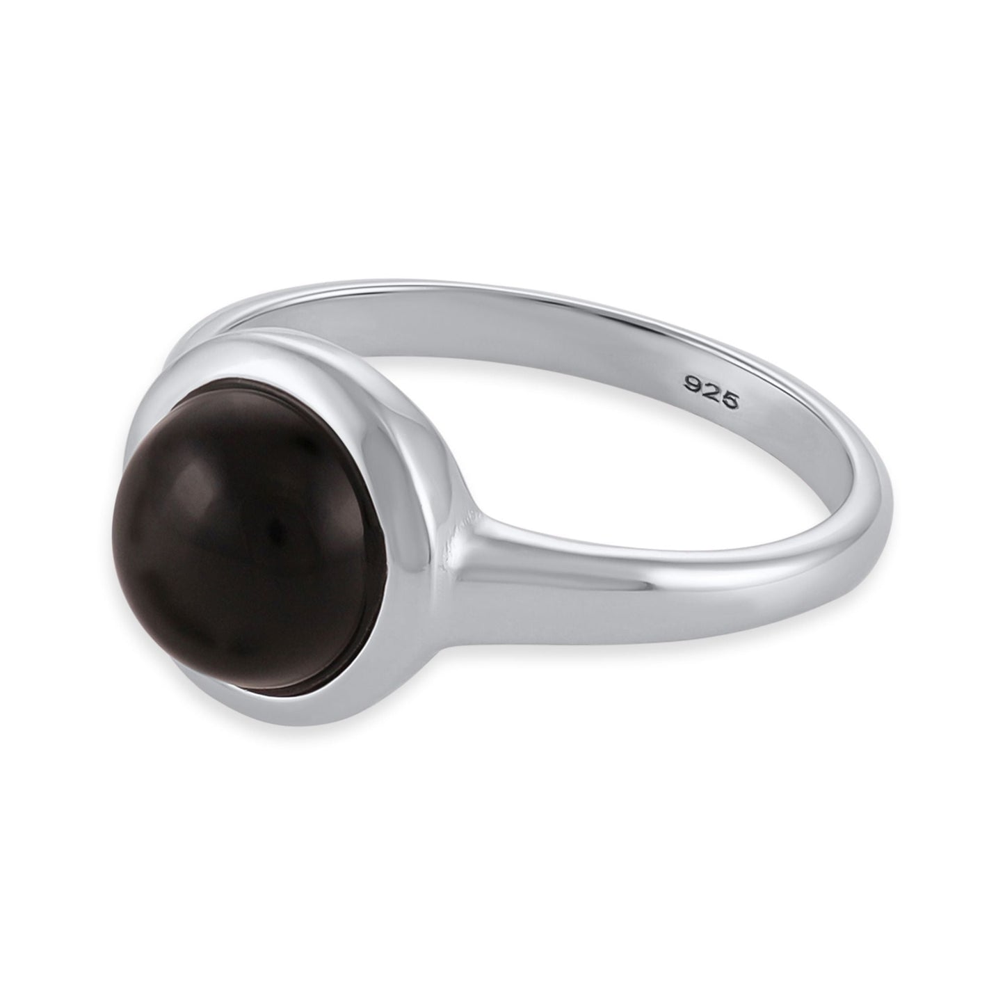 Silver rhodium plated ring with black onyx stone SRN6001.BO - FJewellery