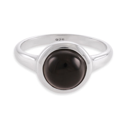 Silver rhodium plated ring with black onyx stone SRN6001.BO