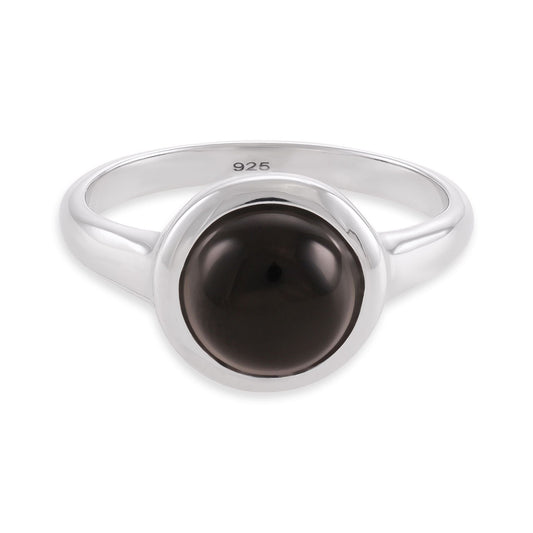 Silver rhodium plated ring with black onyx stone SRN6001.BO