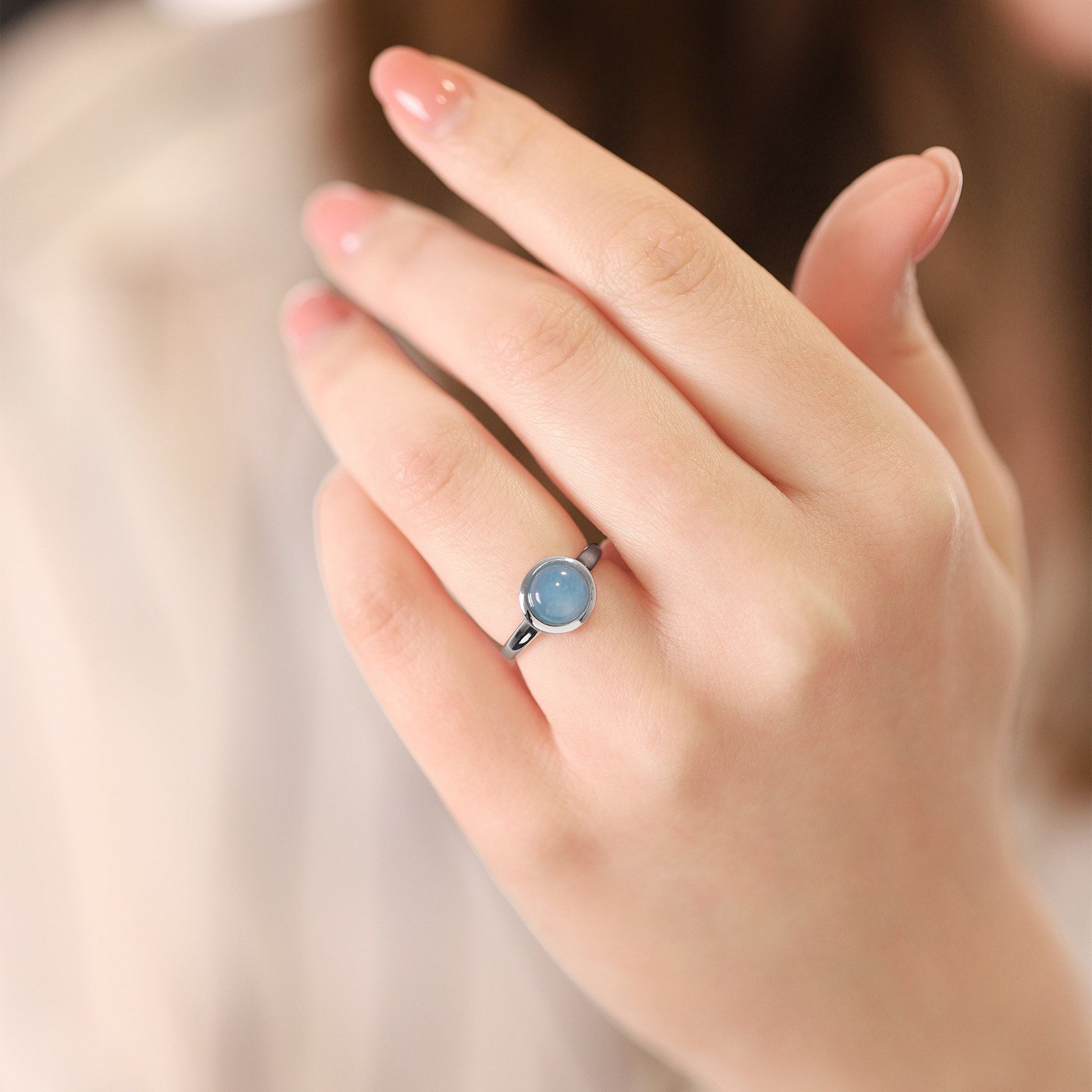 Silver rhodium plated ring with blue quartz SRN6001.BQ - FJewellery