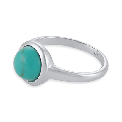 Silver rhodium plated ring with rec turquoise stone SRN6001.TQ