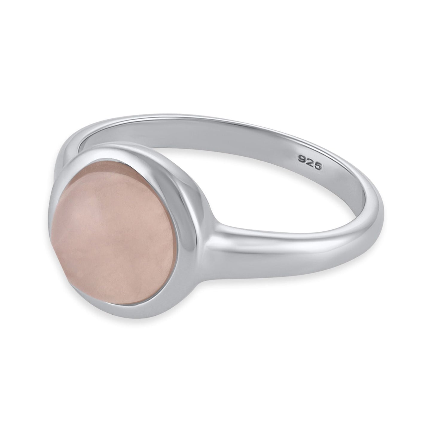 Silver rhodium plated ring with rose quartz stone SRN6001.RQ - FJewellery