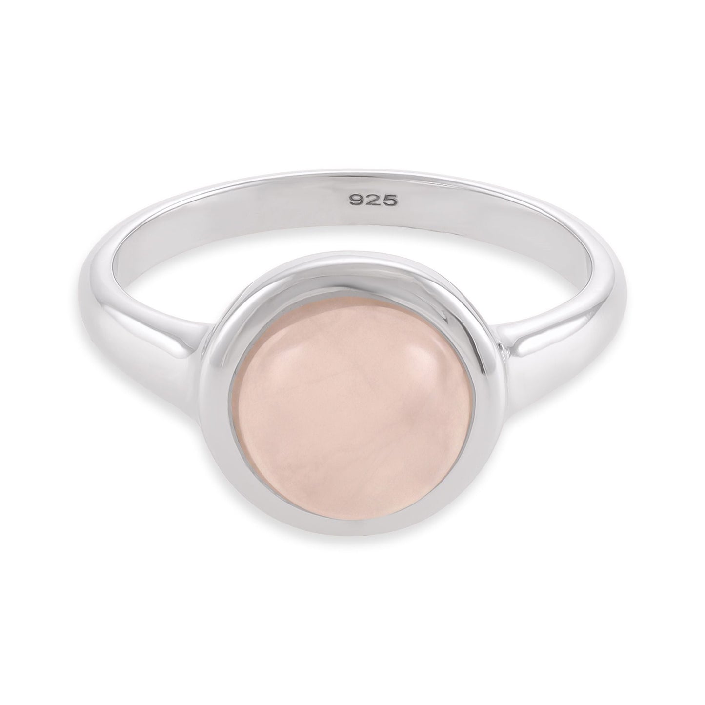 Silver rhodium plated ring with rose quartz stone SRN6001.RQ