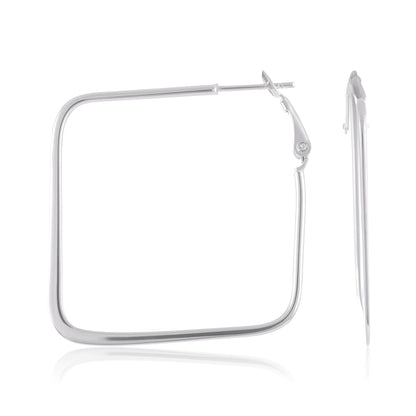 Silver Square Hoop Earrings SER6002 - FJewellery