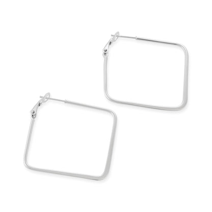 Silver Square Hoop Earrings SER6002 - FJewellery