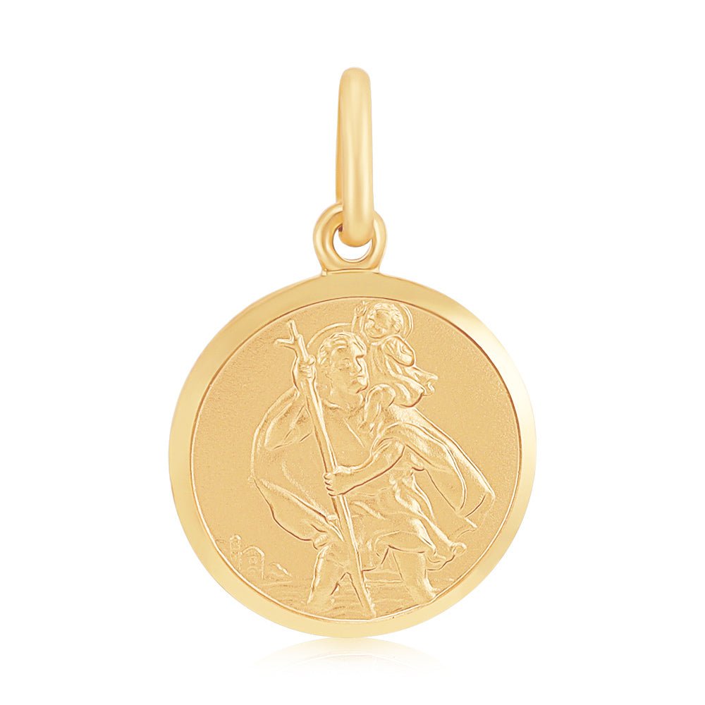 St Christopher 9ct Yellow Gold Pendant - FJewellery