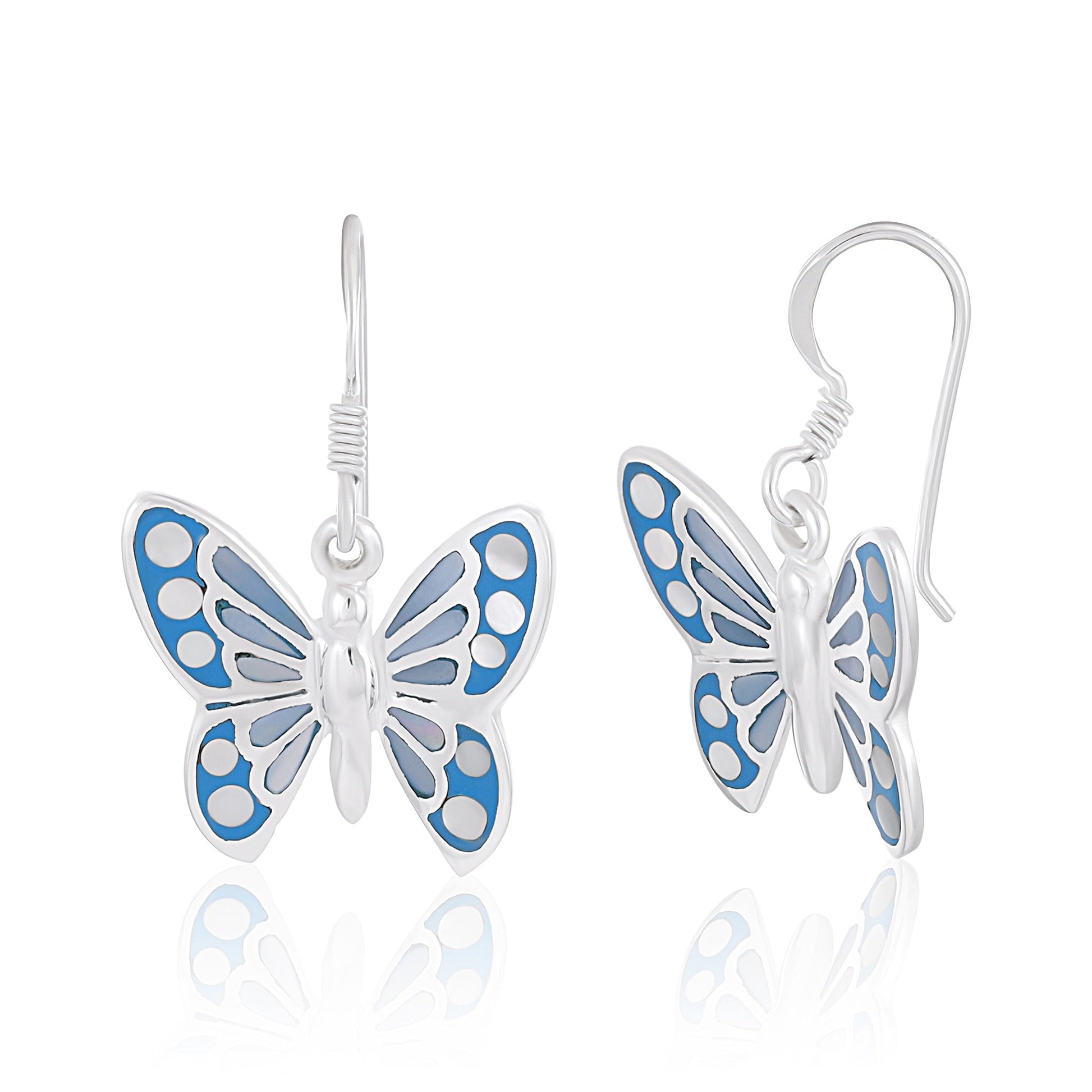Sterling Silver Abalone Butterfly Earrings SER4006 - FJewellery