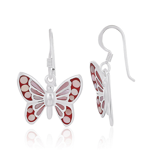 Sterling Silver Abalone Butterfly Earrings SER4006 - FJewellery