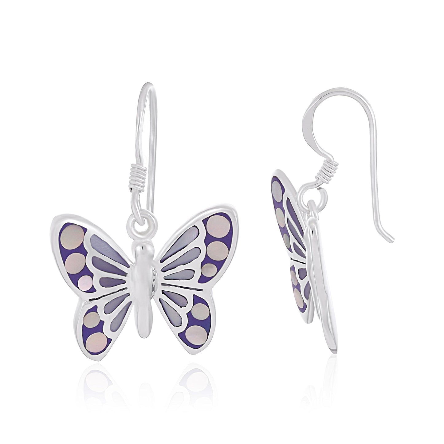 Sterling Silver Abalone Butterfly Earrings SER4006 - FJewellery