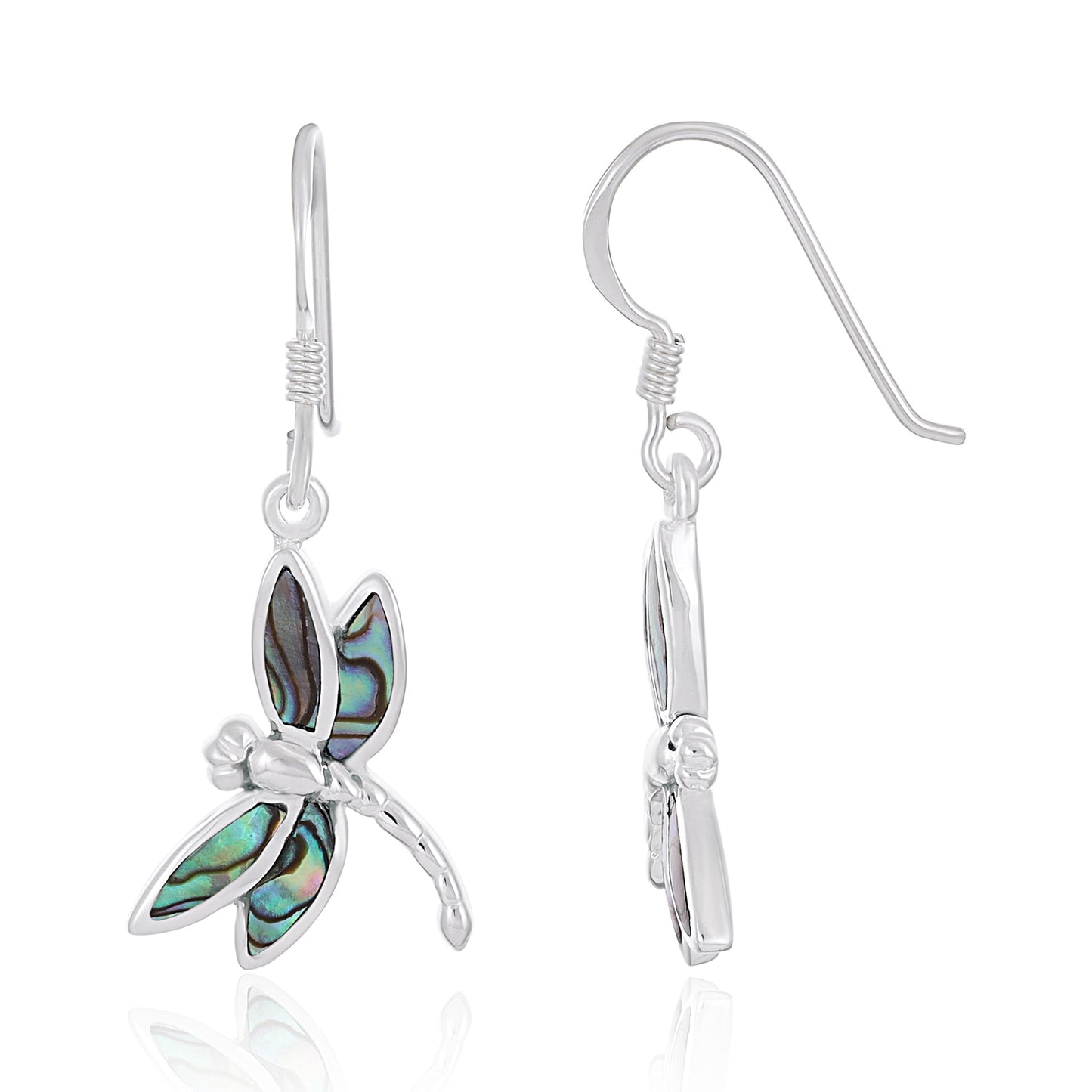 925 Sterling Silver  Pink Dragonfly Drop Earrings