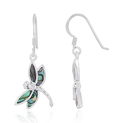 925 Sterling Silver  Pink Dragonfly Drop Earrings