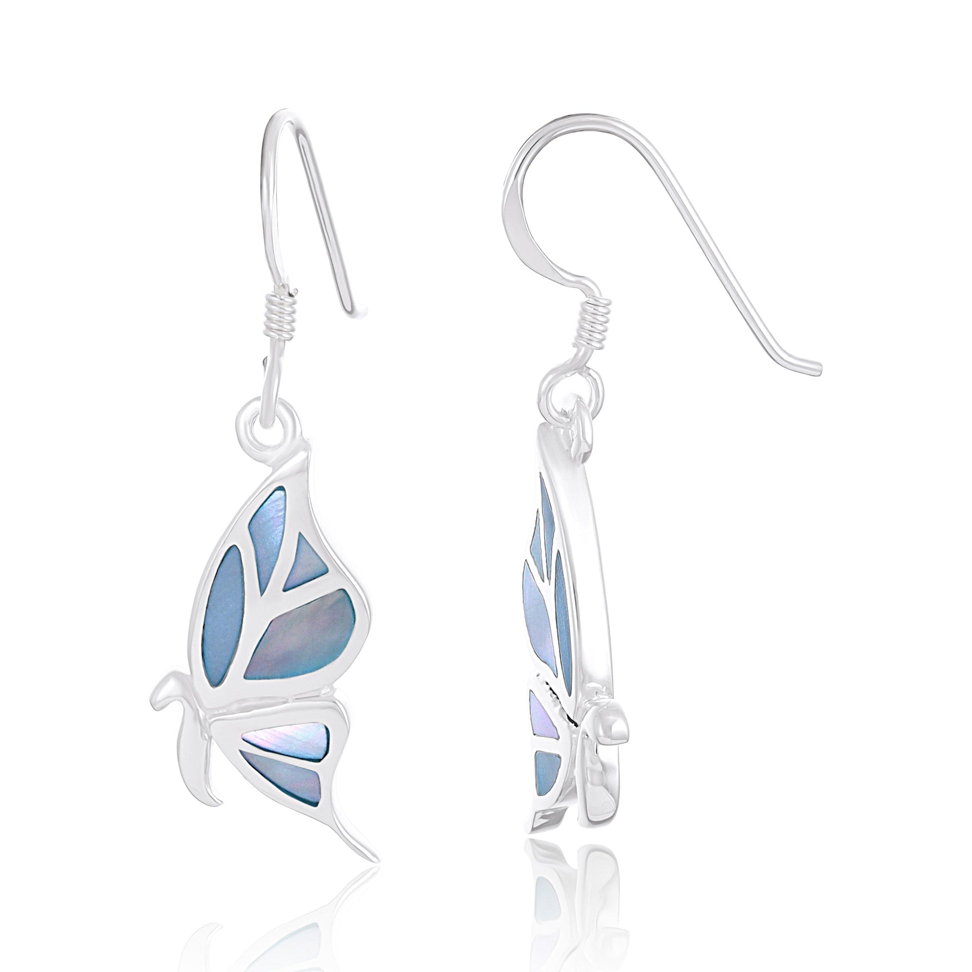 Sterling Silver Abalone Butterfly Earrings SER4008 - FJewellery