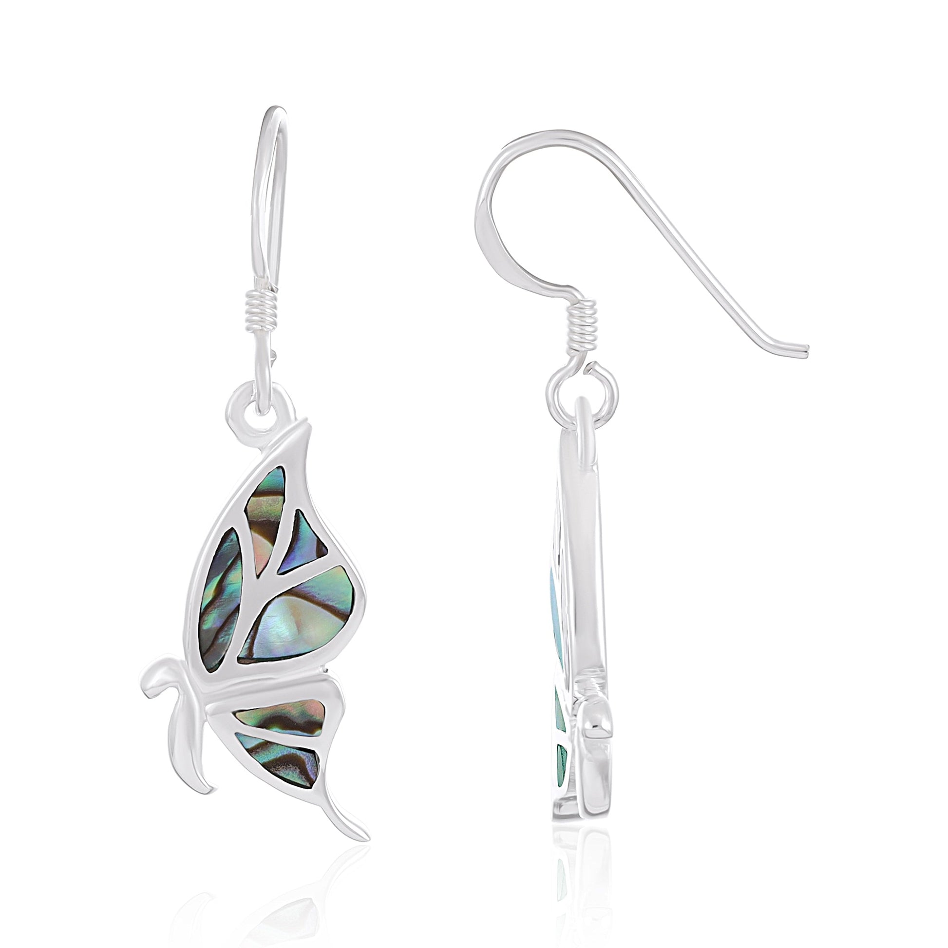 Sterling Silver Abalone Butterfly Earrings SER4008 - FJewellery