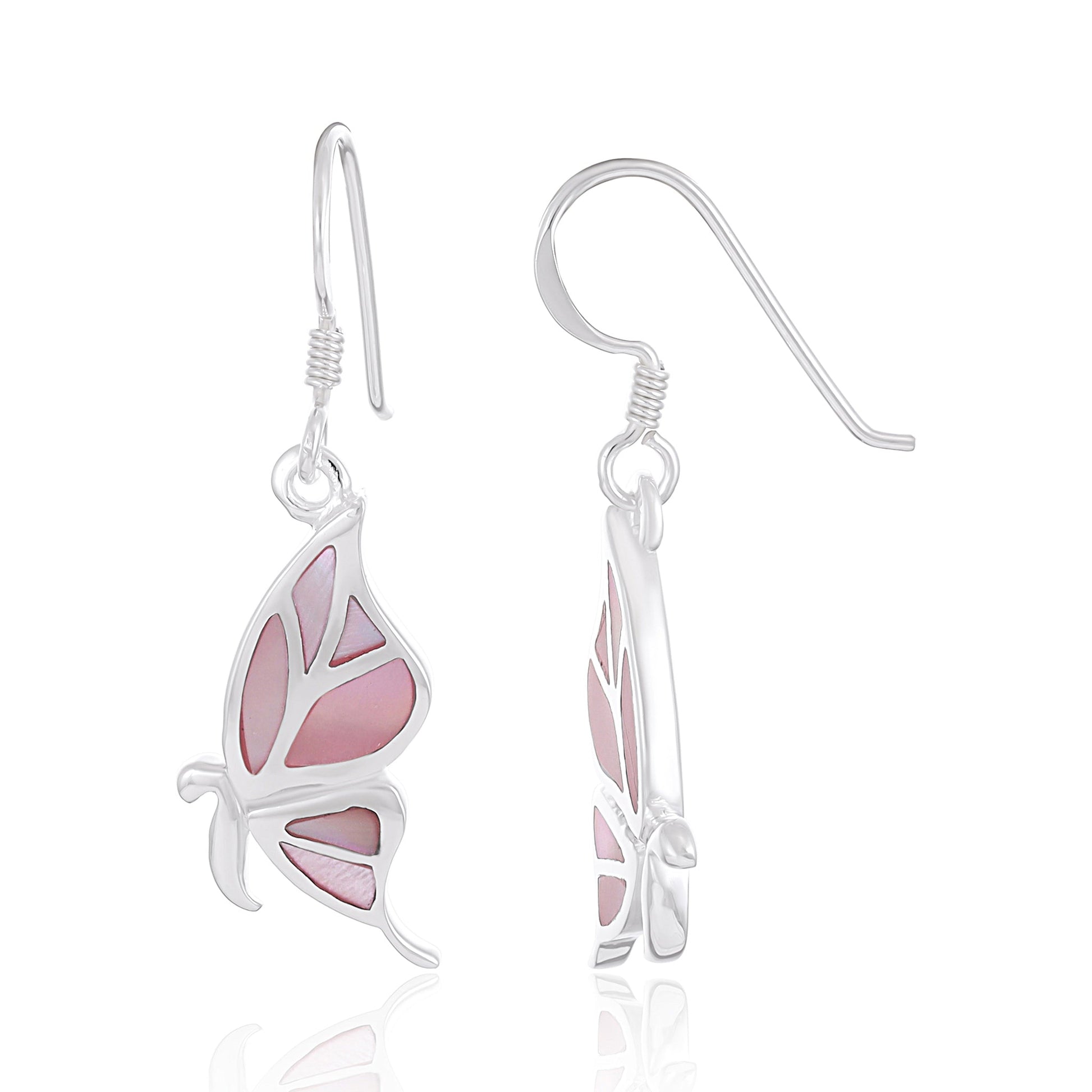 Sterling Silver Abalone Butterfly Earrings SER4008 - FJewellery