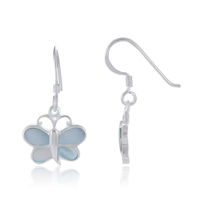 925 Sterling Silver Pink Butterfly Drop Earrings