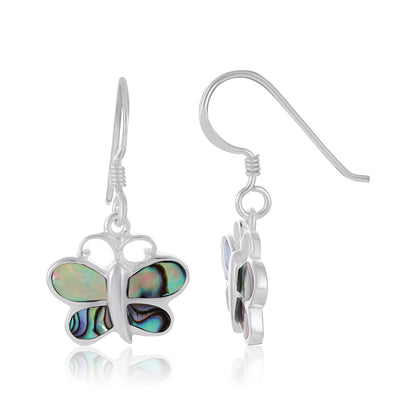 Sterling Silver Abalone Butterfly Earrings SER4014