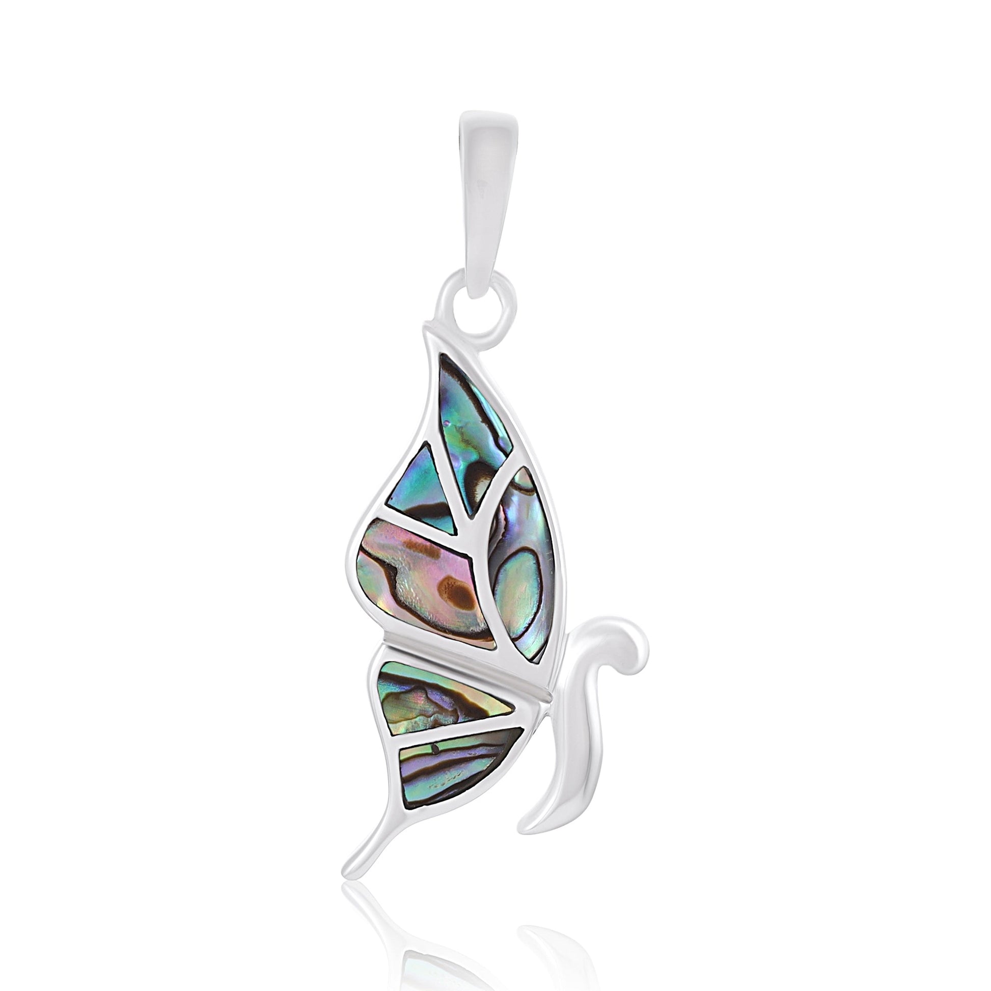 Sterling Silver Abalone Butterfly Pendant SPD4012 - FJewellery