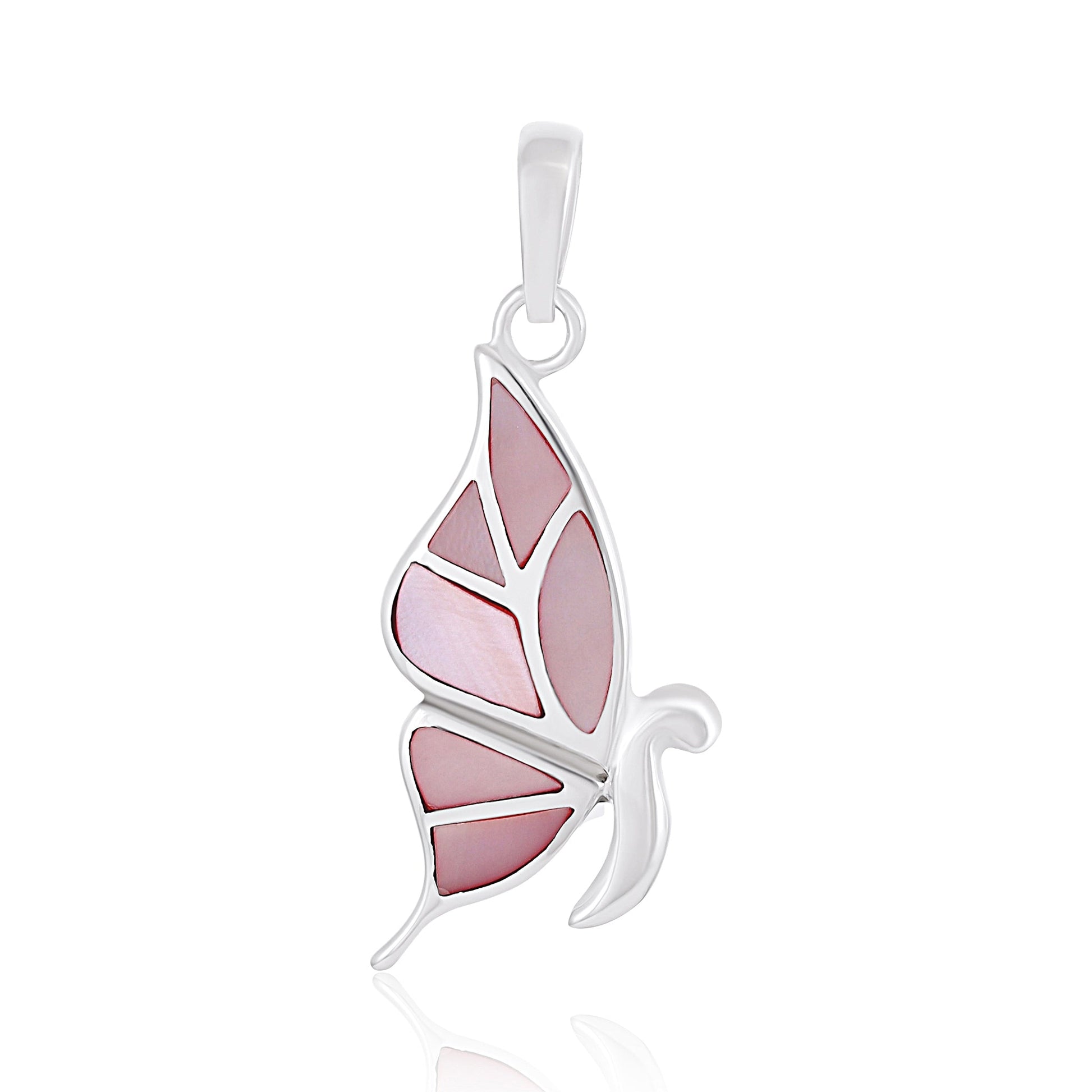 Sterling Silver Abalone Butterfly Pendant SPD4012 - FJewellery