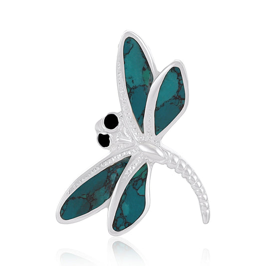 925 Sterling Silver Abalone Shell Dragonfly Pendant