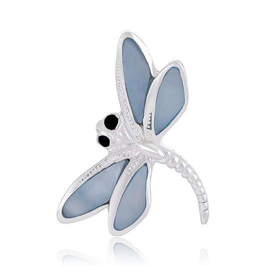 925 Sterling Silver Abalone Shell Dragonfly Pendant