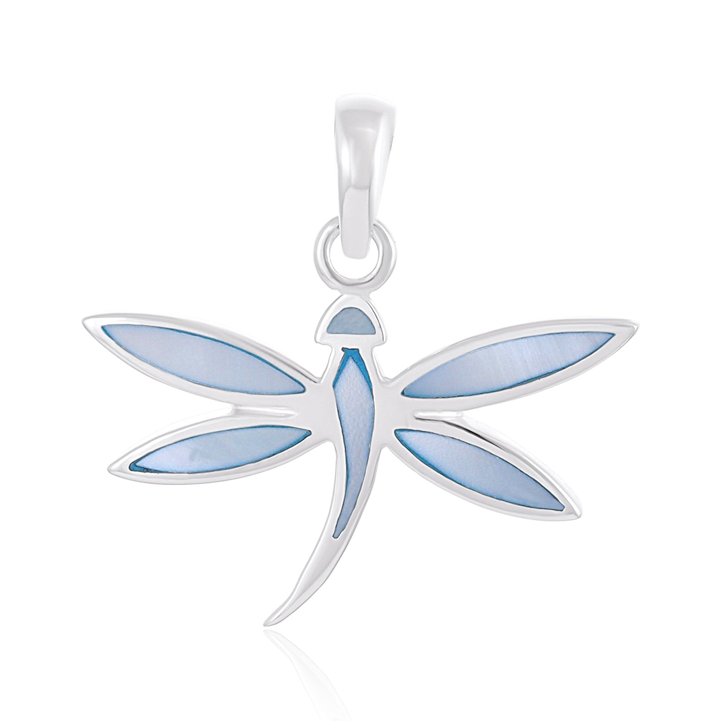 Blue 925 Sterling Silver Abalone Shell Dragonfly Pendant