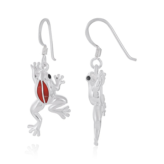 Sterling Silver Abalone Frog Earrings SER4019 - FJewellery