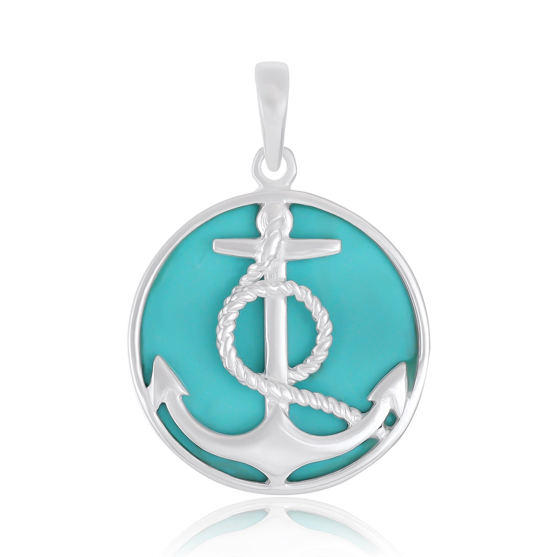 Sterling Silver Abalone Shell Anchor Pendant SPD4031 - FJewellery