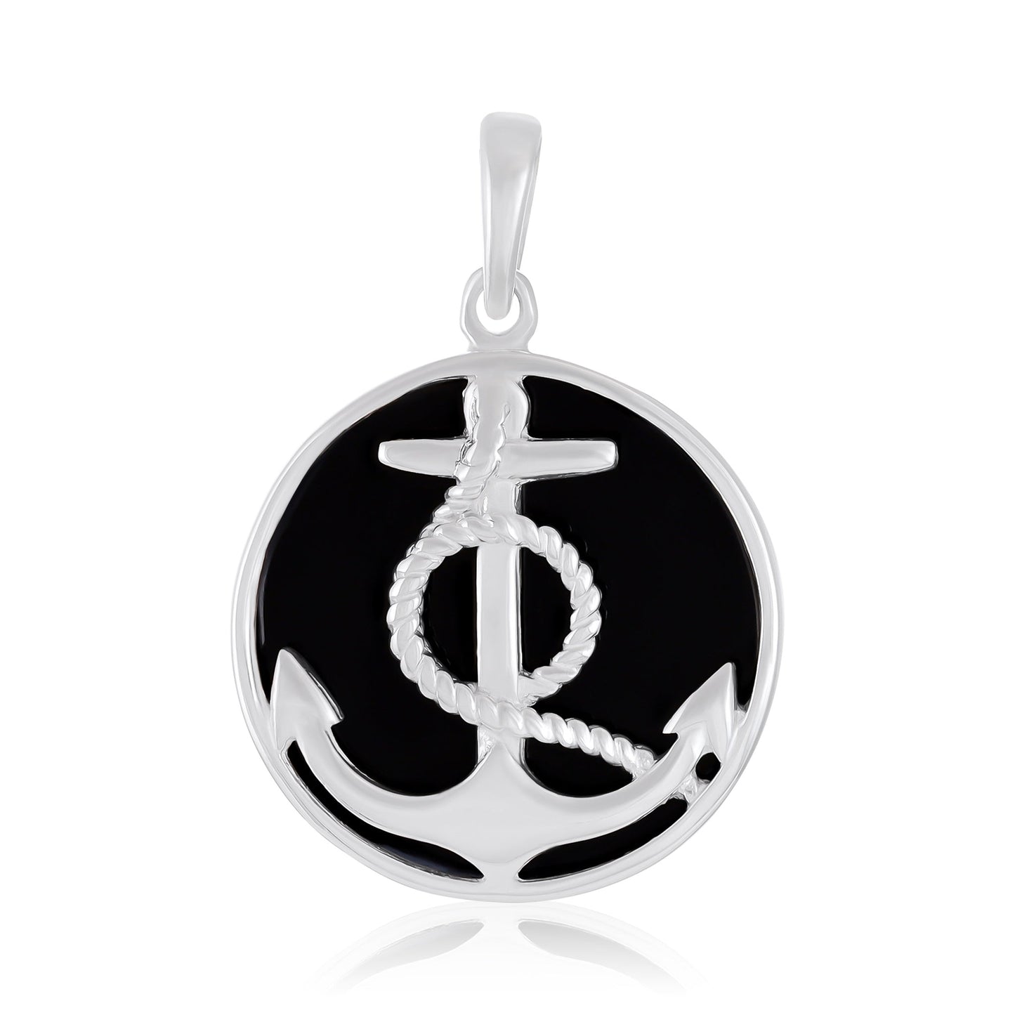 925 Sterling Silver Abalone Shell Anchor Pendant